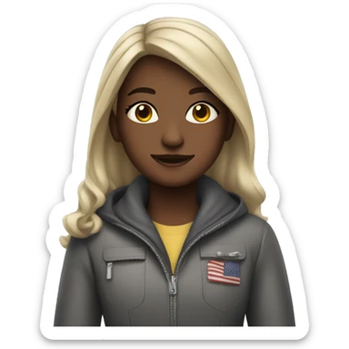 A girl takes a plane to New York  sticker