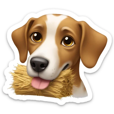 Dog with a christmas hay sticker