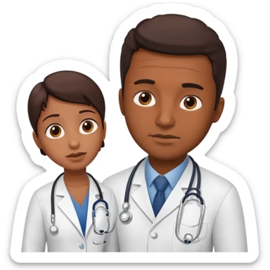 Doctor assessing patient’s pain level to appendicitis patient  sticker