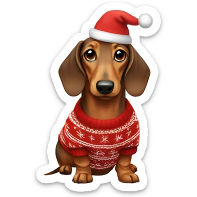 Dachshund wearing a Christmas sweater  sticker