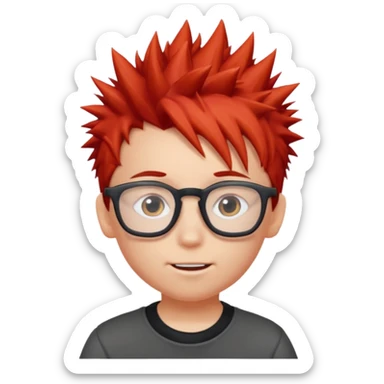 red spiky haired kid with glasses sticker