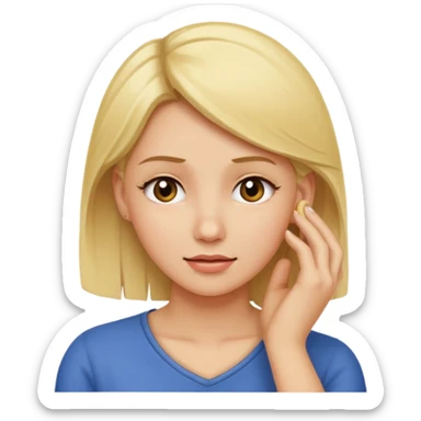 Blonde woman scratching her ear  sticker