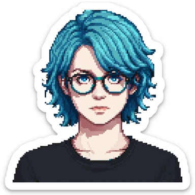 Michou, French YouTuber with blue hair and glasses sticker