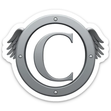 Letter C in multiple different shades of gray from light to dark, 50 shades of gray C, with angel halo sticker