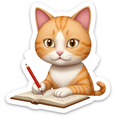 cat writing an essay sticker