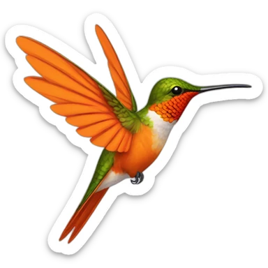 Flying orange coloured hummingbird sticker