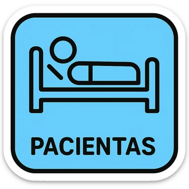 Discord role icon for 'pacientas' patient of a psychiatric clinic, #6fe8f3 color, subtle hospital bed or patient silhouette, minimal style sticker