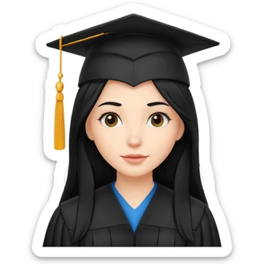 white woman graduate with long black hair sticker