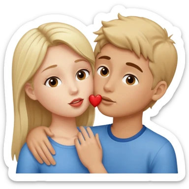 girl kissing to boys sticker