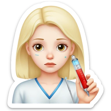 Sick girl with thermometer  sticker