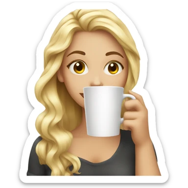 blonde girl drinking coffe iphone style sticker