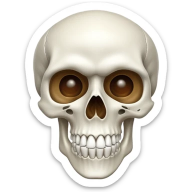 white skull, clean and smooth, detailed features like eye sockets, nasal cavity, and teeth sticker
