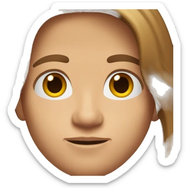 Memoji of fair-skinned man, brown eyes and long brown hair sticker