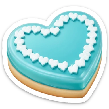 Realistic shortbread cookie in the shape of a heart with Tiffany blue color jelly middle filling and sprinkled powder sugar on top. sticker