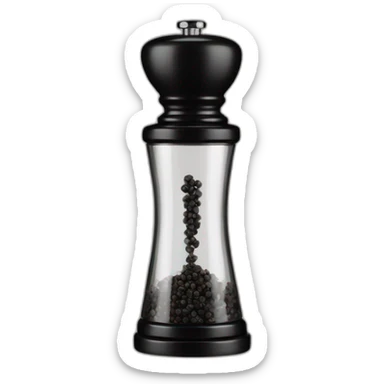 glass pepper mill with black pepper  sticker