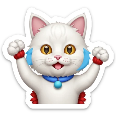 cheerleading white cat with pom pom sticker