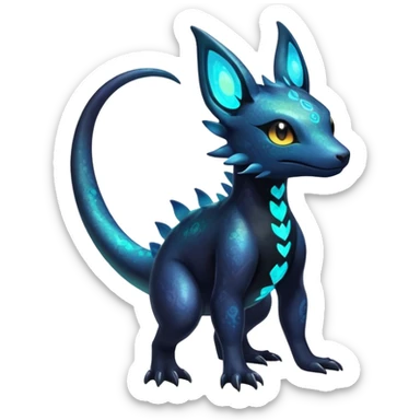 Colorful Iridescent Exotic Nebulae Salandit-Amaura-Umbreon-Fakémon-hybrid-creature (full body)  sticker