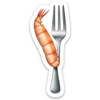 A fork with a shrimp on it sticker