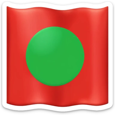 flag design with a red square and a green circle sticker
