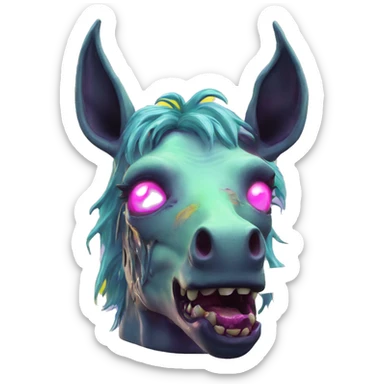 .Zombie_ Vaporwave black holographic oilslick zombie unicorn yellow caution tape sticker