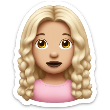 A pig with lip stick and brown long girl hair sticker