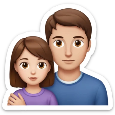 woman, man and child white skin and all brown hair sticker