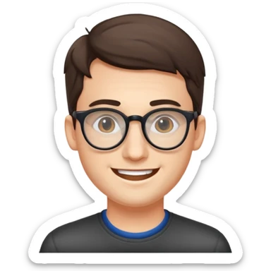 An outgoing marketer male in his late 20s, bespectacled and cheerful image sticker