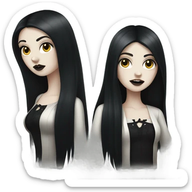 Gothic girl with white skin and long black hair  sticker