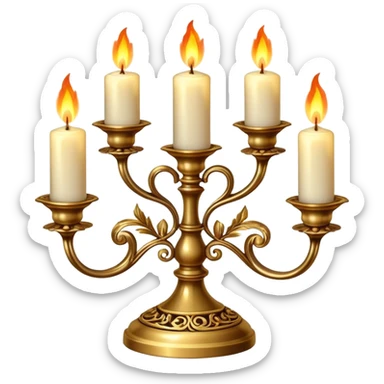fancy three-candle holder with glowing flames sticker