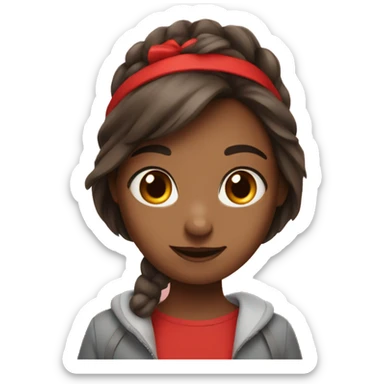 Girl hold a red harte sticker