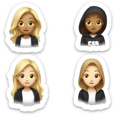 Blonde girl in a black hoodie kissing brunette girl in a white t shirt  sticker