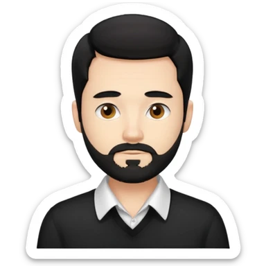 A white guy with coolers and white collar t shirt and the beard for him is at the chin area only,the hair is fuzzy and black in colour sticker