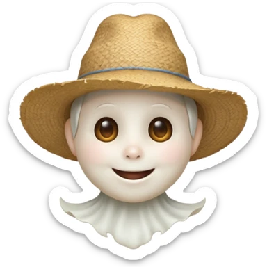 friendly ghost farmer portrait, head and shoulders only, straw hat, soft pale glow, gentle smile, cute cracked texture (not scary), cozy village vibe, warm lighting, 3D cartoon, mobile game icon style, clean background, no text, no watermark
 
 sticker