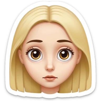 girl with very wide eyes and small dark pupils with no emotion sticker