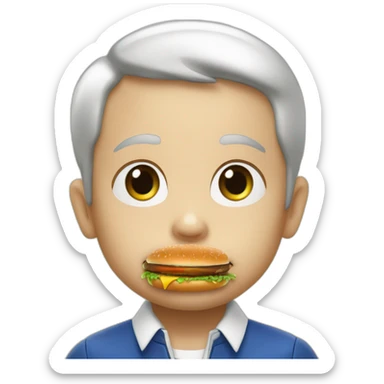 enfant qui mange un hamburger avec macron sur sa tête sticker