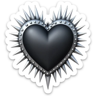gothic black heart with silver spikes sticker