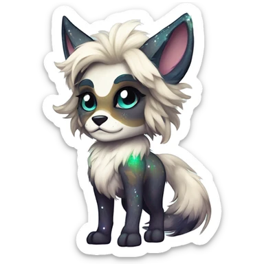 Cool cute Kawaii edgy fantasy animal sparkle fursona Fionbri by griffsnuff & LiLaiRa & Falvie full body sticker