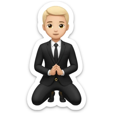 Kneeling person silhouette (proposal pose) sticker