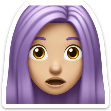 Ohhhh noooo white girl with long dark purple hair hands on face sticker