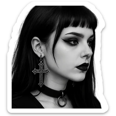 goth black white profile pic  , remove background  sticker