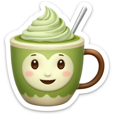 matcha latte in a cup without a spoon and without a face sticker