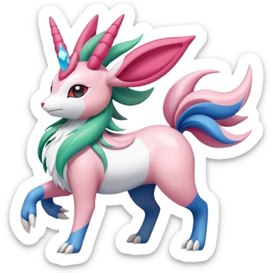 Shaymin-Sylveon-Suicune-Milotic-Amaura-Pokémon-Fakémon-fusion, full body sticker