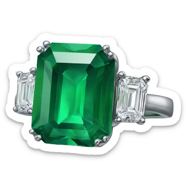 Engagement ring emoji emerald cut green emerald stone sticker