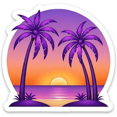 florida plam trees and sunset sticker