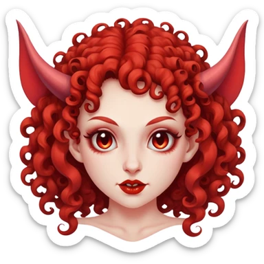 curly playful succubus with upturned nose sticker