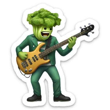 Lettuce man with a bass guitar  sticker
