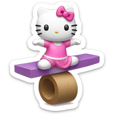 hello kitty doing balance beam sticker