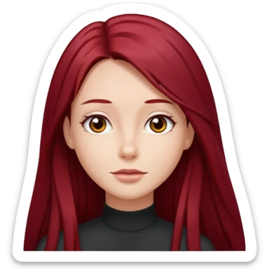 long straight dark red hair sticker