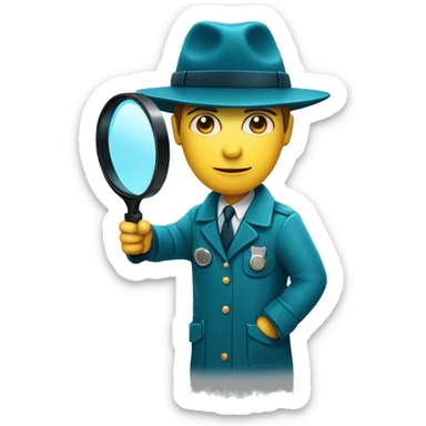 a man in a detective suit, in a raincoat, with a hat and a magnifying glass in his hands. White skin sticker