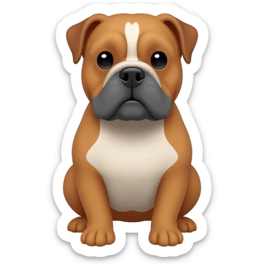 gray and caramel English bulldog, full body sit sticker